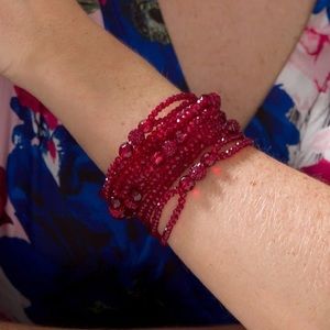 NWT WHBM Red‎ Beaded Stretch Bracelet